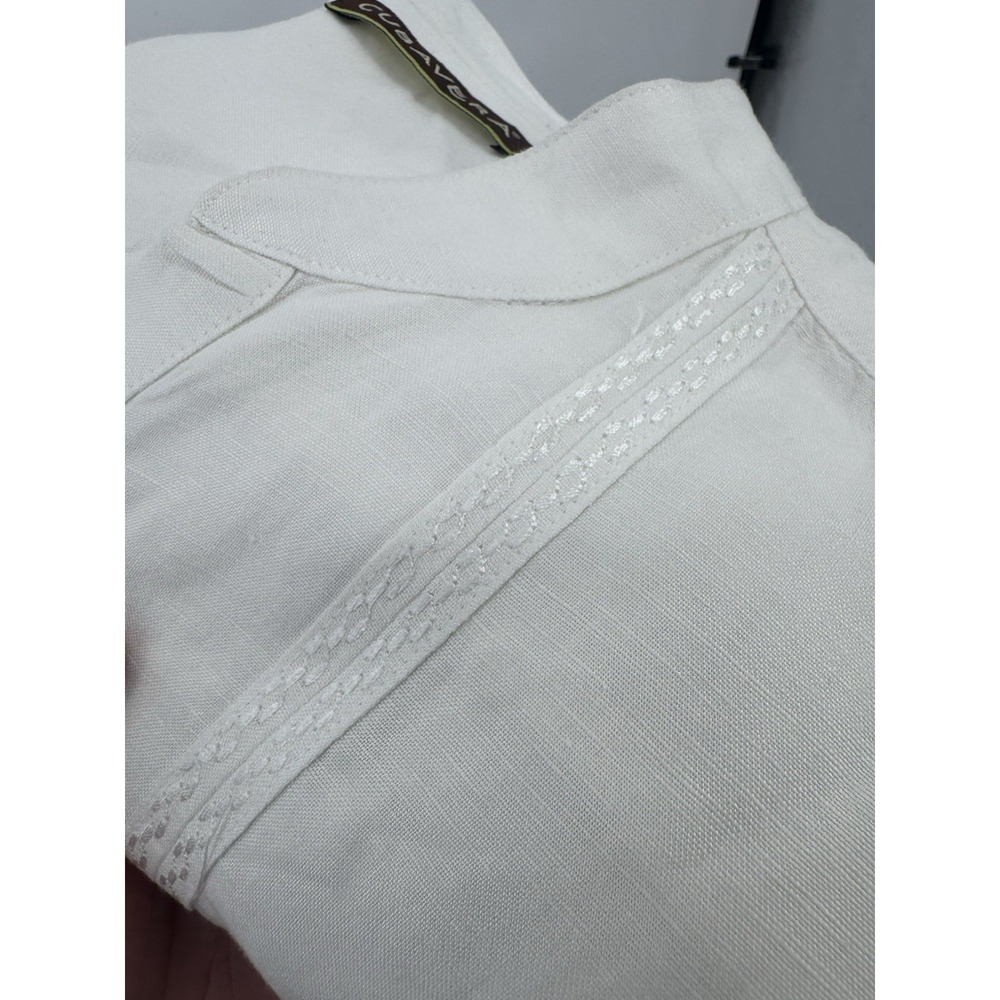 Cubavera XL Linen Long Sleeve Shirt Mens Popover White Embroidered beachy - Picture 10 of 11